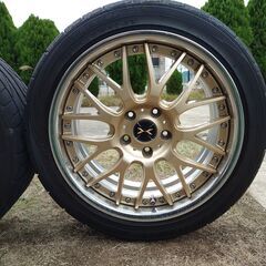 美品 18インチ Weds MAVERICK 709Ｍ ジャパンゴールド 8j 114.3 5穴 +55 DUNLOP DIREZZAの画像