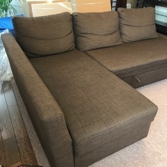 イケアFRIHETEN フリーヘーテン コーナーソファベッド 収納付きの画像