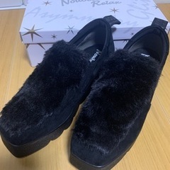 SHOP CHANNELで購入　フェイクファーアクセント厚底シューズ