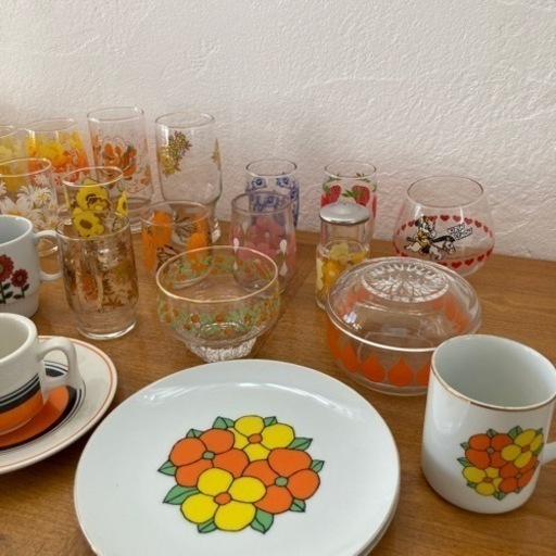 昭和レトロ　グラス　容器　コップ　お皿