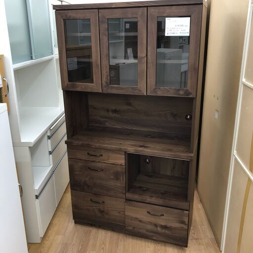 ★ジモティ割あり★ サンウッディ 食器棚 茶 H180×W102×D43 クリーニング済み KJ1065