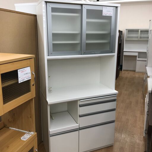 ★ジモティ割あり★ 松田家具 食器棚 白 H205×W100×D49 クリーニング済み KJ1066