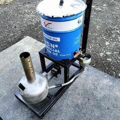 小型 廃油ストーブ ペール缶 コック付き 100V ガレージ
