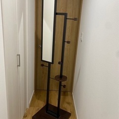 ミラースタンド /鏡　45㎝×40㎝x175㎝ ハンガー・小物置...