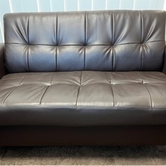 合皮2人用ソファー（ジャンク品）の画像
