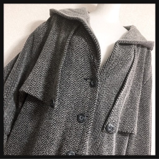 ご購入者様決定꒰昭和レトロ꒱スーパーロング 外套 オーバー インバネスコート フードジャケット