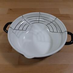 美品　天ぷら鍋 ホーロー　24cm　ブラック