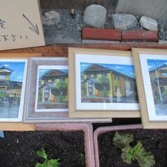 済　　不要額縁（私の水彩画のコピー入り）