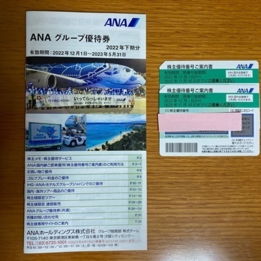 ANA株主優待券　2023年11月30日まで