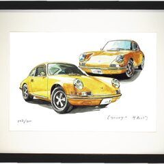 GC-168 ポルシェ911 限定版画 直筆サイン有 額装済 作...