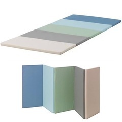 【直接お渡し限定】IKEA イケア PLUFSIG 折りたたみ式ジムマット, ブルー,全体的に擦れ汚れありの画像