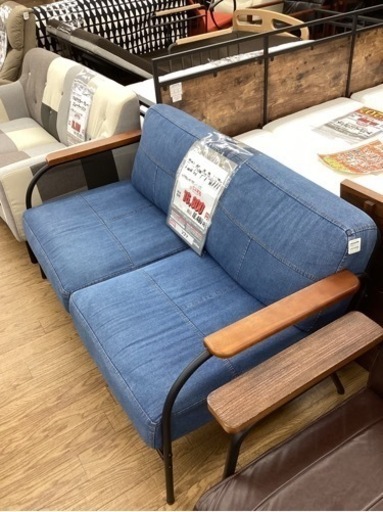 KK-105【新入荷　リサイクル品】デニム　2シーターアームソファ　1400
