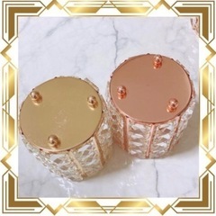 ✨新品✨ シャンデリア調 高品質 クリスタル 小物入れ ピンクゴールド ２個の画像