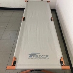 FIELDOOR アウトドアコット A-03 ライトグレー 木目調の画像