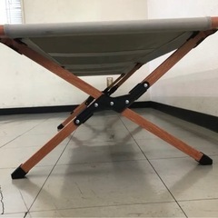 FIELDOOR アウトドアコット A-03 ライトグレー 木目調の画像