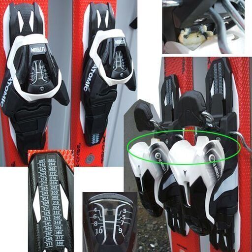 163cm カービングスキー 3点セット アトミック 板 レッドスター RX ビンディング LITHIUM10 ポール120 赤 AT