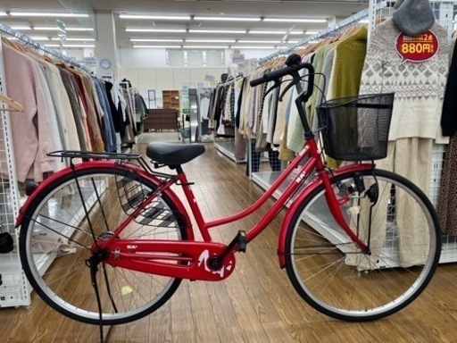 自転車　赤　27インチ　　TJ402