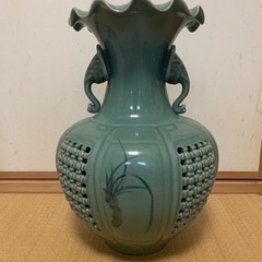 値下げ☆海青　青磁　象耳の壺