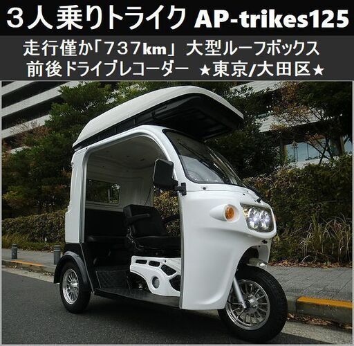 ★APトライク『走行僅か737km』ルーフボックス 前後ドラレコ 3人乗り側車付軽二輪★東京/大田区【下取OK】