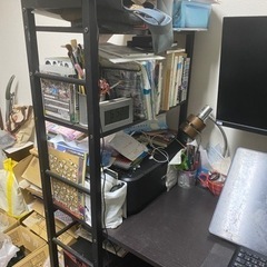 【お譲り先が決まりました】ラック付きパソコンデスク　幅120cm（ラック部分含む）奥行55cm高さ148cmの画像