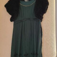 深緑のパーティードレス(ボレロ付き)