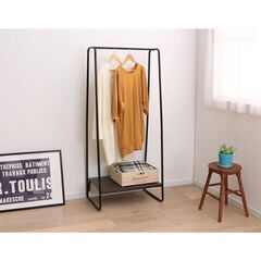 【急募・美品】アイリスオーヤマ スタイルハンガー2WAYタイプ 黒×ウッドの画像