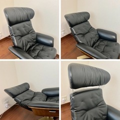 □美品ニトリ パーソナルチェア NマーシャルBK オットマン付