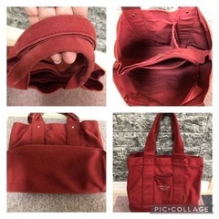 帆布デニムトート　赤の画像