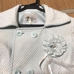 イマージュ、ツイードスカートスーツ、レース、ブルー、水色、７号の画像