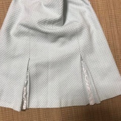 イマージュ、ツイードスカートスーツ、レース、ブルー、水色、７号の画像