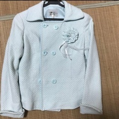 イマージュ、ツイードスカートスーツ、レース、ブルー、水色、７号の画像