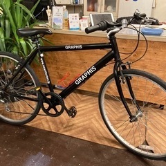 【前後タイヤ新品！】6段変速　26インチクロスバイク　ブラック