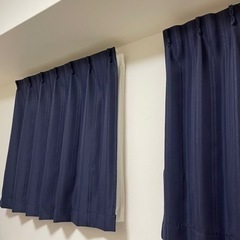 12/8まで　カーテン　100cm×105cm 2枚　ネイビー　東京インテリアの画像
