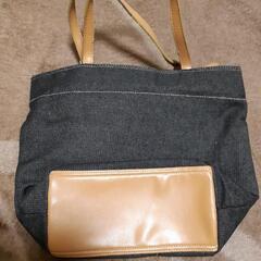 デニム生地トートバッグ　未使用　持ち手難ありの画像