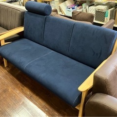 ⭐️人気⭐️浜本工芸 3人掛けソファ オーク材 ブルー
