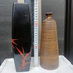 花瓶　一輪挿し　昭和　漆　茶色の花瓶売れてますの画像