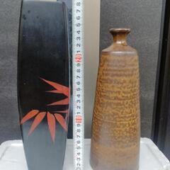 花瓶　一輪挿し　昭和　漆　茶色の花瓶売れてますの画像