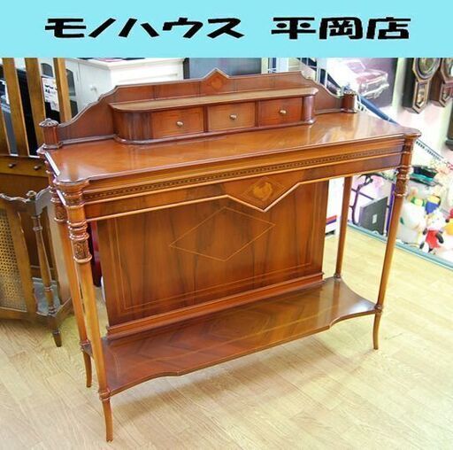 象嵌 コンソールテーブル 幅110×奥34×高102cm マホガニー 電話台