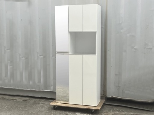 国産 大川家具◇シューズボックス◇靴箱◇ミラー付◇アーヴァイン◇下駄箱◇A45