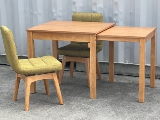 美品！ニトリダイニング3点セット！伸長式テーブル◇回転チェア◇K230