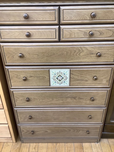 光家具　カントリー調ハイチェスト　7段　ブラウン