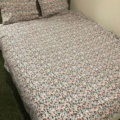 小花柄 総柄 布団カバー＆ピローケース2枚　IKEA　クリーニン...