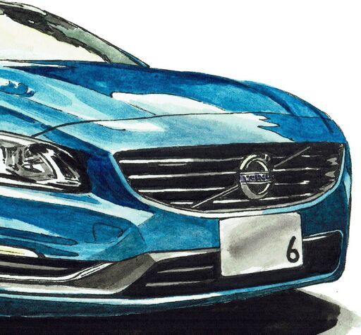 GC-183 ボルボV60 限定版画 直筆サイン有 額装済 作家 平右ヱ門