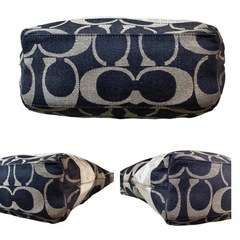 COACH コーチ シグネチャー ストライプ トートバッグ ネイビーの画像