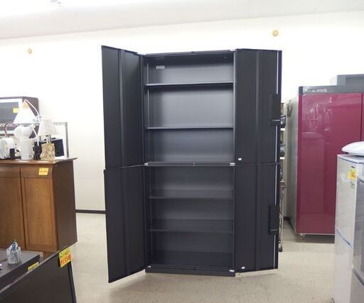 値下げしました。スチール書庫 幅90cm 鍵なし 両開き書庫 事務用品 オフィス家具 ブラック 稲葉製作所☆ 札幌市 北区 屯田 