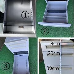 【埼玉県引き取り】オフィス用家具 サイドキャビネット 58x40x60 キャスター付き 3段 (鍵付き)！の画像