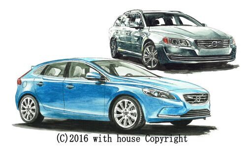 GC-186 ボルボV40/V70 限定版画 直筆サイン有 額装済 作家 平右ヱ門