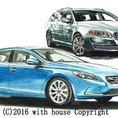 GC-186 ボルボV40/V70 限定版画 直筆サイン有 額装済 作家 平右ヱ門