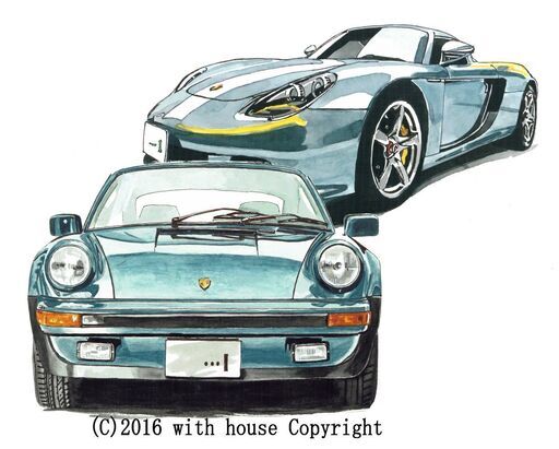 GC-197 ポルシェ930turbo 限定版画 直筆サイン有 額装済 作家 平右ヱ門
