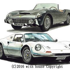 GC-200 フェラーリ/250 限定版画 直筆サイン有 額装済 作家 平右ヱ門